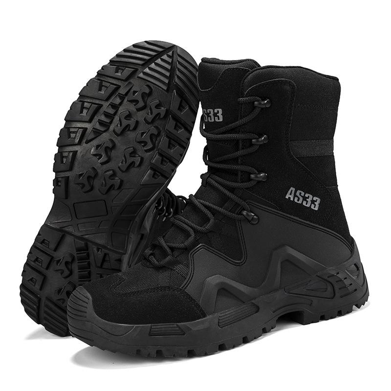 Men's Tactical Mid-Top Combat Boots: Large Size, Outdoor Hiking & Mountaineering, Anti-Collision