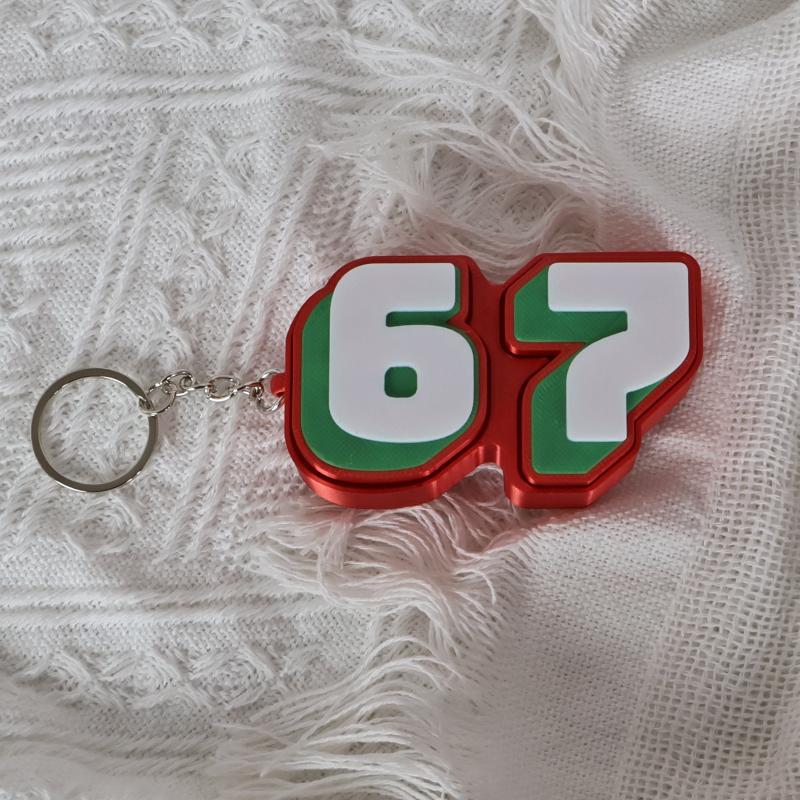 Number 67 Fidget Toy Keychain Stress Relief Bright Durable Mini Portable for Kids Birthday Party Favors Bag Pendant