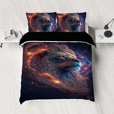 3D Digital Star Lion Polyester Three-Piece Quilt Cover Bedding Quilt Cover Pillowcase