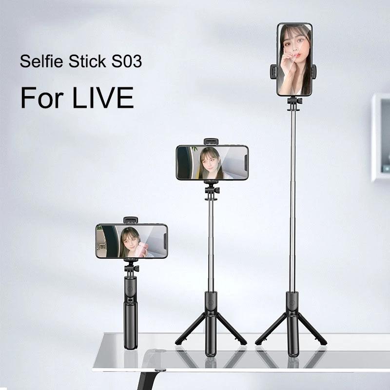 Wireless Selfie Stick Tripod Stand Bluetooth Remote Extendable For iPhone Samsung Xiaomi Live Streaming Portable Cellphone Stand