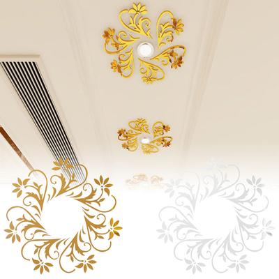 1PC Decoração de Casa 3D Arte Floral Adesivos de Parede Quarto Acrílico Fundo Espelho Adesivos de Parede DIY