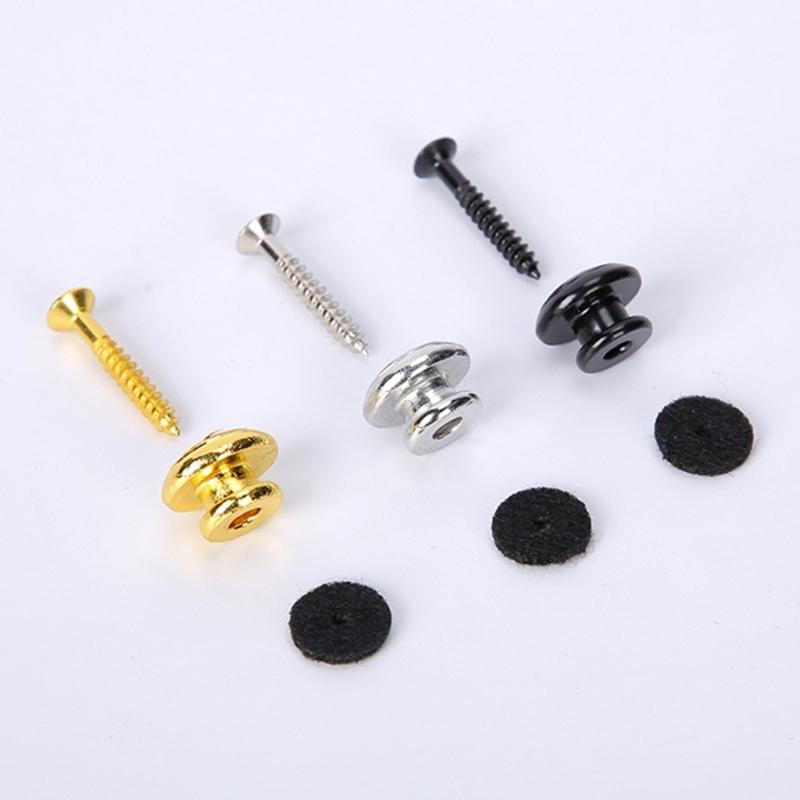 4 Pcs Guitar Strap Locks Buttons End Pins Security Straplocks for Acoustic, Ukulele, Bass, Banjo Easy To Install