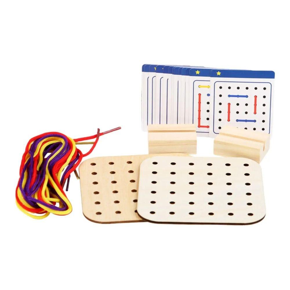 Thinking Training Montessori Wooden Rope Board Wooden Threading Rope Board  Toddler Games