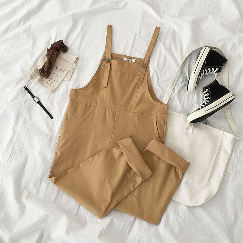 

Korean Style Girls Slimming Loose Fit Cargo Overalls, Wide-Leg, Nine-Tenths Length, Casual Spring Jumpsuit L for 100-115 jin