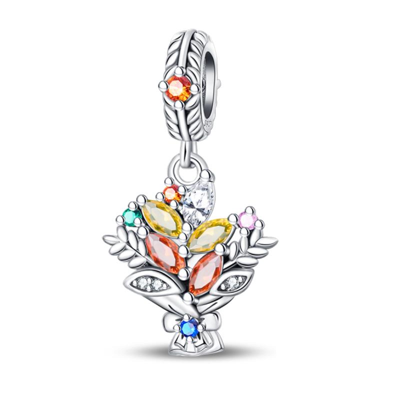 Série Outono de Cobre Folhas de Bordo Marrons Espantalho Esquilo Abóbora Pingentes Contas Encaixam Pulseiras Pandach Joias Diy