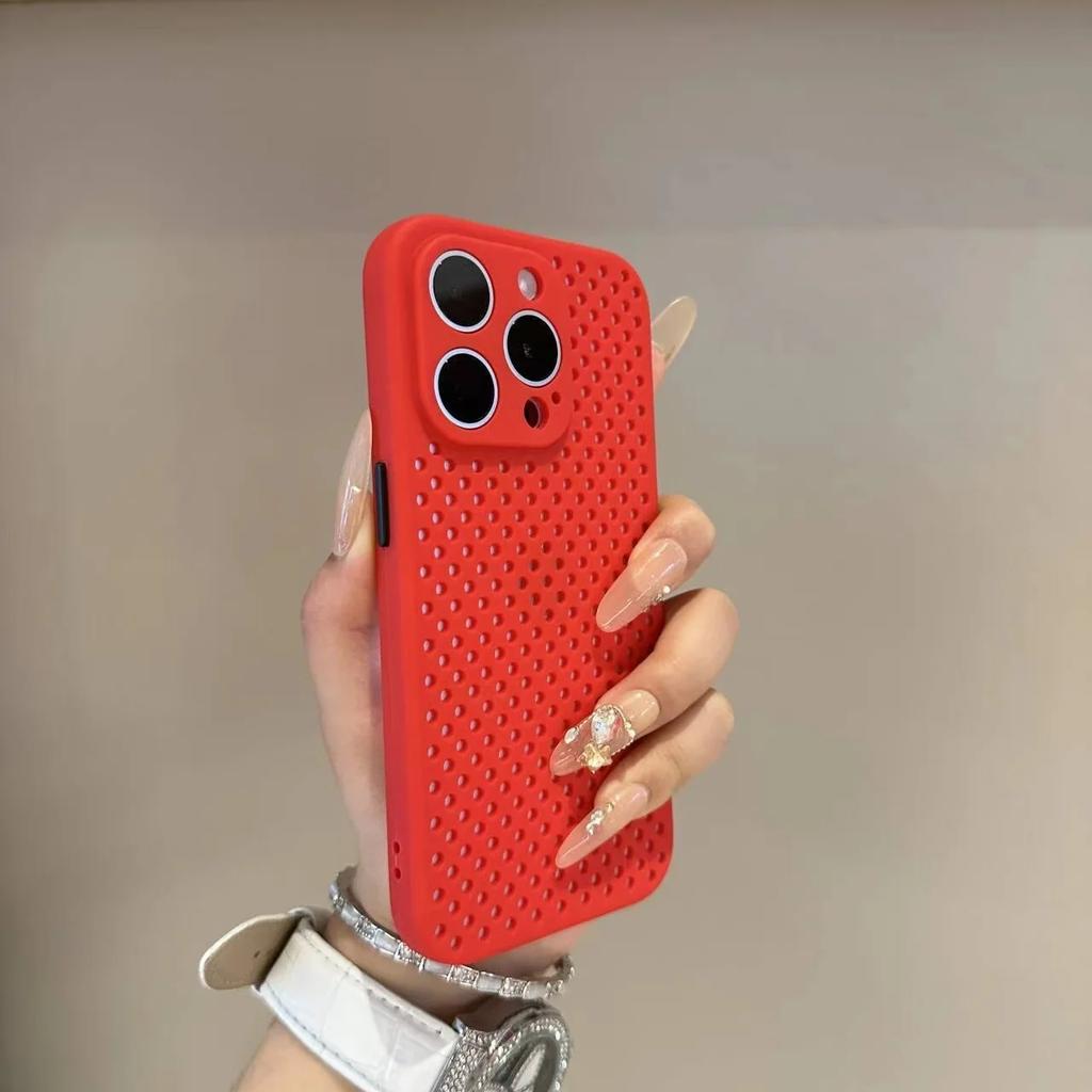Luxury Soft Heat Dissipation Phone Case For IPhone 11 12 13 14 15 16 Pro Max Plus Hollow Ultra Thin Plain Cover