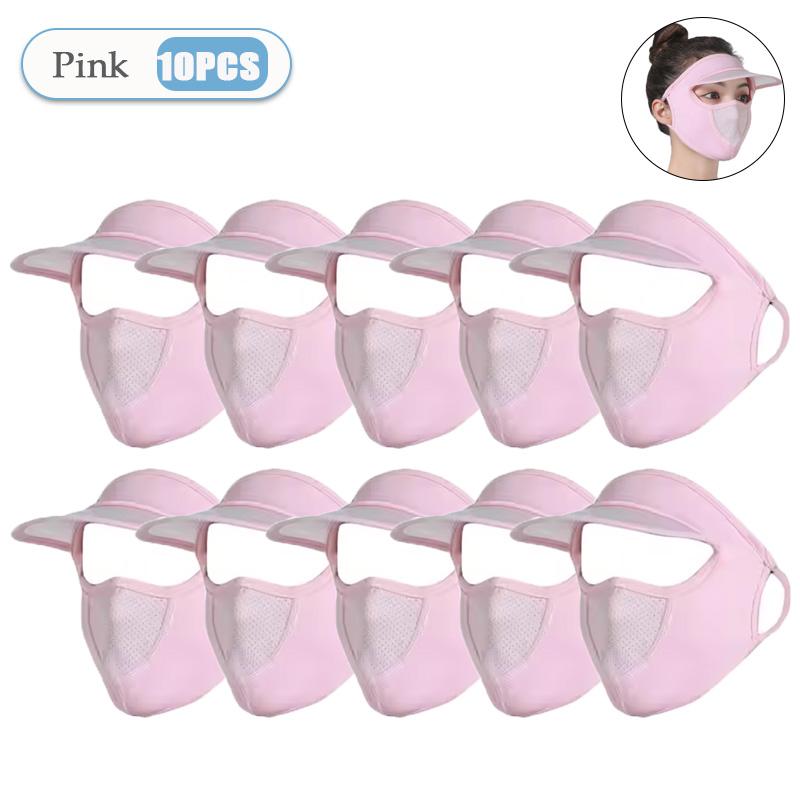 1-20PCS Women‘s Summer Ice Silk Sun Hat with Full Face Mask Breathable UV Protection Lightweight Washable for Outdoor Travel
