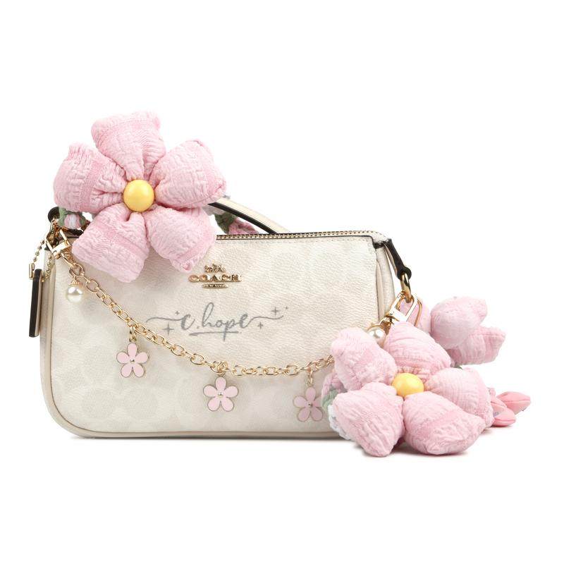 

COACH handbag [Customized bag] Nolita 19 Jiuqi silver small flower bag metal brand logo trendy and versatile artificial leather pink snow mountain срібний