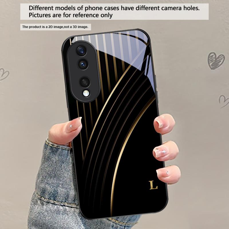 

Elegant letter S M R For Honor X5 Plus X30 X9c Smart X5b X9a X30 Max X50i 30 Pro 50 Pro 70 90 Smart 200 Lite Glass Phone Case Honor 50 Pro