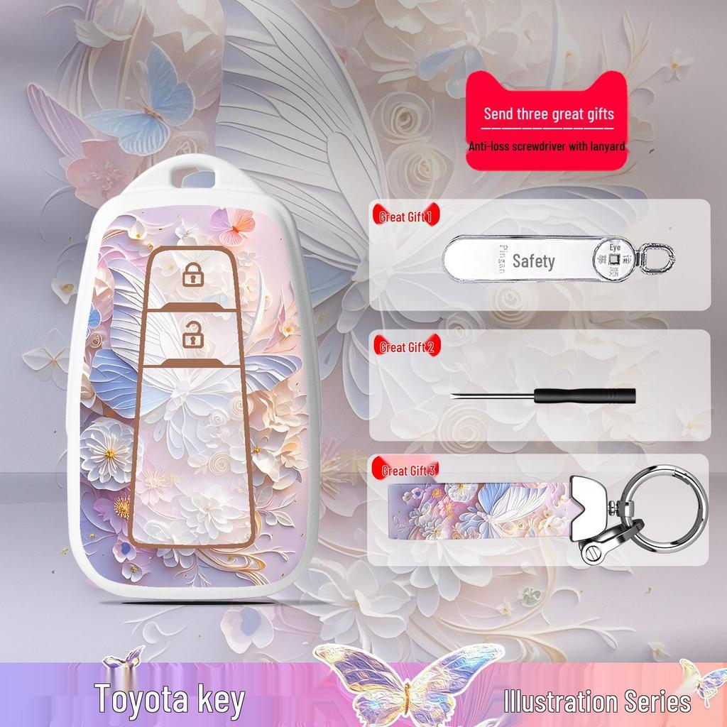 Cartoon Key Cover for Toyota Camry, Avalon, Corolla, Highlander, and Venza