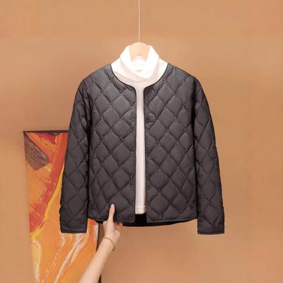 Coat with White Duck Down Round Neck Light Short Coat Autumn and Winter New Warm Liner Down Jacket Women