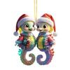 2D Acrylic Christmas Ornament Cute Flat Polar Bear/Octopus/Parrot Animal Car Rear View Mirror Charm Auto Interior Accessories for Window Wall