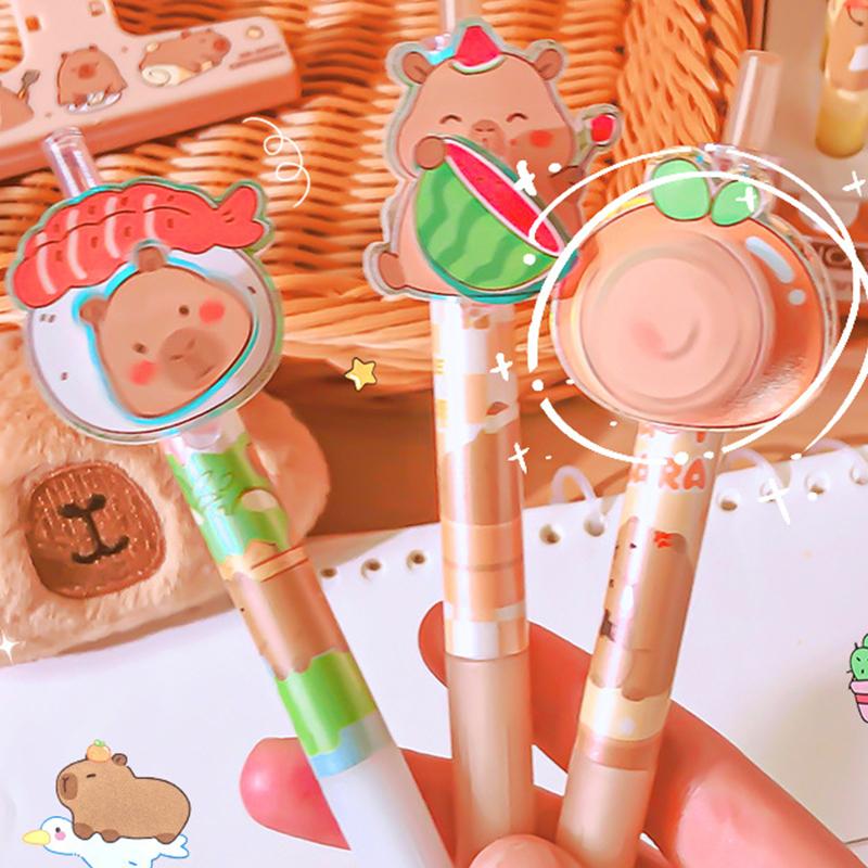 Kawaii Cartoon Capybara Gel Pen Quick-Drying Pressing Neutral Pens Writing Smooth Pens Office Supplies Student Stationery Gifts