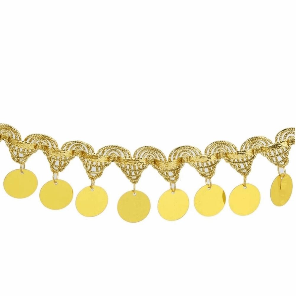 Goldener Anhänger Bauchtanz Hüftkette Glänzende Quaste Pailletten Spitze Besatz Ethnische Dekorationen