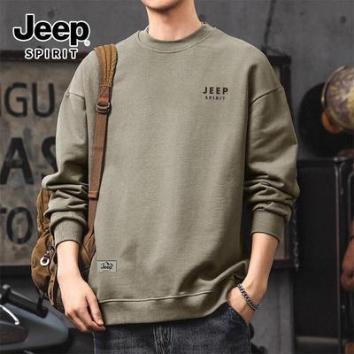 JEEP SPIRIT Men's Heavyweight Outdoor Round Neck Sweatshirt