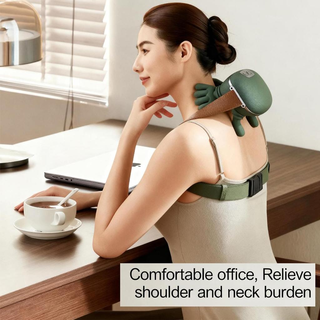 Portable Neck and Shoulder Massager Cordless Lymphatic Neck Massager with Heat for Pain Relief Deep Tissue Christmas Present