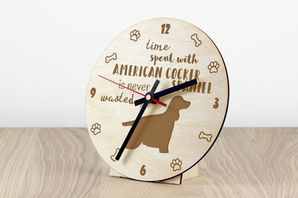 American Cocker Spaniel, Merry Cocker – Clock with dog, wooden clock with engraving | Art-Dog