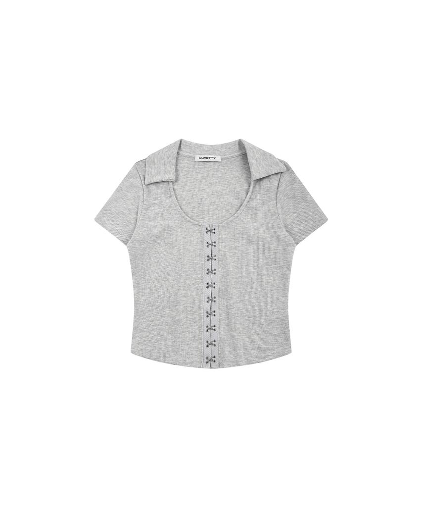 Kyuliti C Hook & Eye Slim Half Top_Light Gray