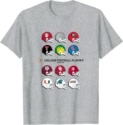 2025 College Football Playoff Tournament 12 Team Helmets T-Shirt