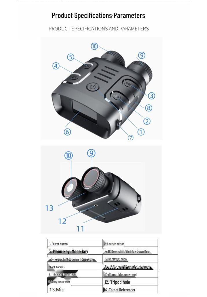 HD Night Vision Binoculars, Large Screen, Day/Night Dual-Use, Professional Infrared.