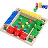 Four-Sided Flip Card Games Intellectual Educational Game Box Dice Toys Parent-Child Games Shut Wooden Number Game Board Games