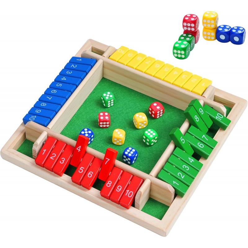 Four-Sided Flip Card Games Intellectual Educational Game Box Dice Toys Parent-Child Games Shut Wooden Number Game Board Games