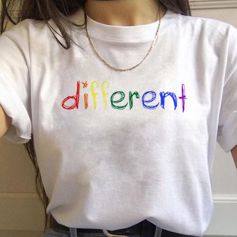Lgbt Rainbow Harajuku T Shirt Wounisex Gay Pride Ullzang 90s Tshirt Lesbian Graphic Funny Print Tshirt New Fashion Top Tees Female
