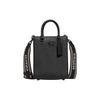 16 Solid Color Embossed Logo Embroidered Shoulder Strap Tote Bag Women Tote Black CJ795-BLK
