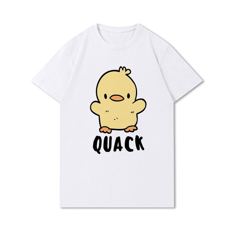 Letní trička větší velikosti pro ženy Whisling Duck Potištěné Neformální tričko s krátkým rukávem Topy 100% bavlna Oversize O Trička s výstřihem