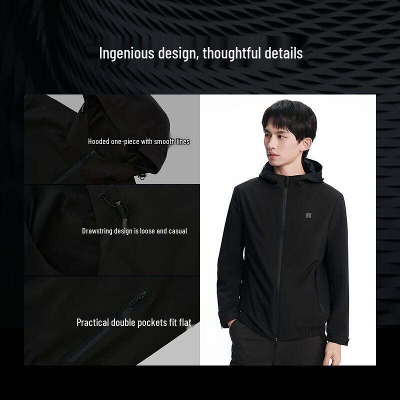 K-Boxing Men's Water-Resistant Hooded Business Casual Jacket NKDN3361