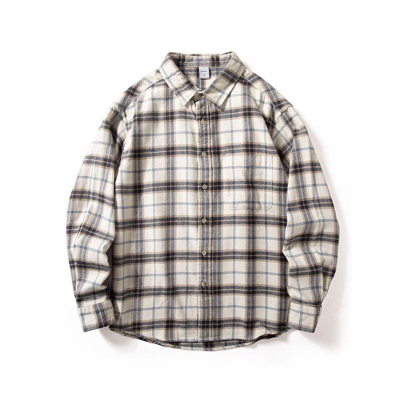 Plaid Long-Sleeved Shirt for Men, Trendy Brand, American Retro Street Fashion Top, Pure Cotton, Versatile, Loose Casual Shirt, Trendy