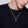 Lässige Böse Blaue Augen Halsketten für Männer Jungen,Runder Anhänger aus Edelstahl,Ethnische Türkische Amulett Geschenke Schmuck