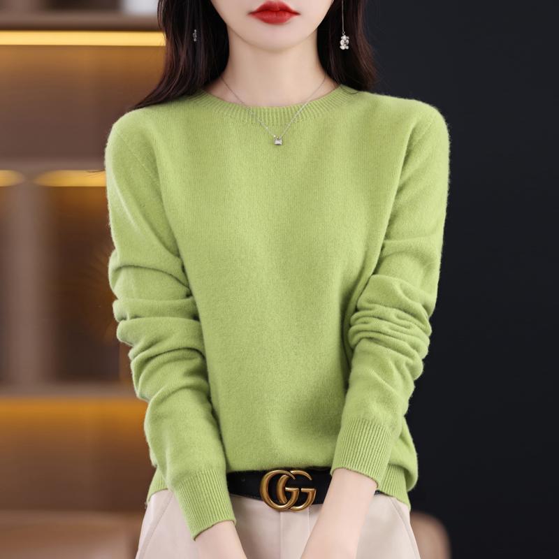 

Чистий вовняний светр Жіночий повсякденний в язаний пуловер Осінь і зима М який і теплий вовняний з довгими рукавами базовий топ з круглим вирізом L