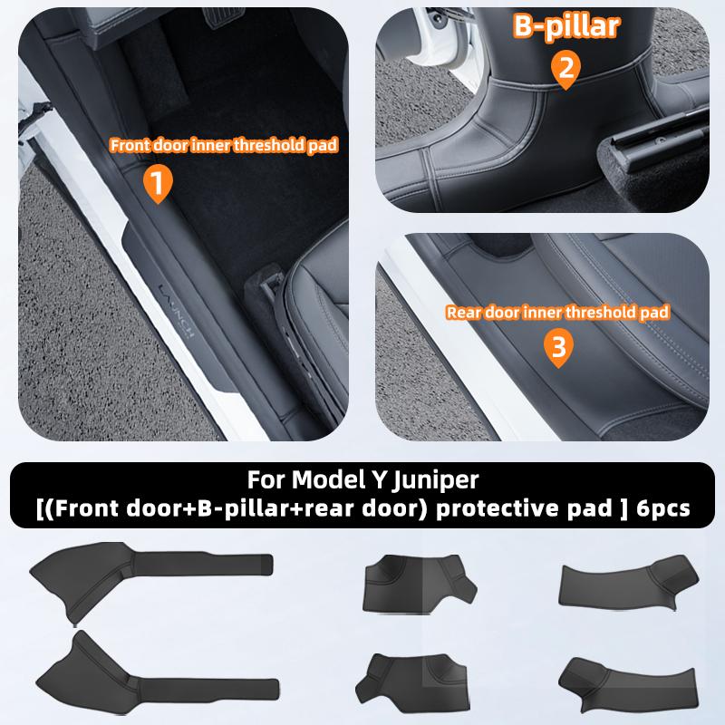 For Tesla Model Y Juniper 2026 2025 Front Rear Door Sill Protection Pads Automotive Interior Suede Protective Pad Accessories