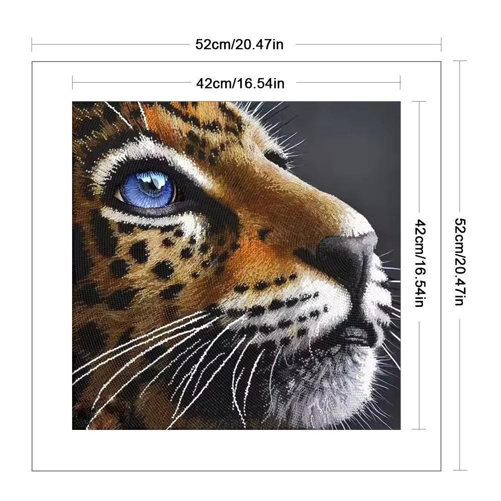 Full Embroidery Beads Printed 9CT Leopard Head Cross Stitch Kit Decor 42x42cm UK