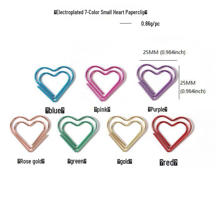 Heart-Shaped Colorful Paperclips - Creative, Cute, and Bendable 7-color Small Heart Shaped Paperclips зелёный