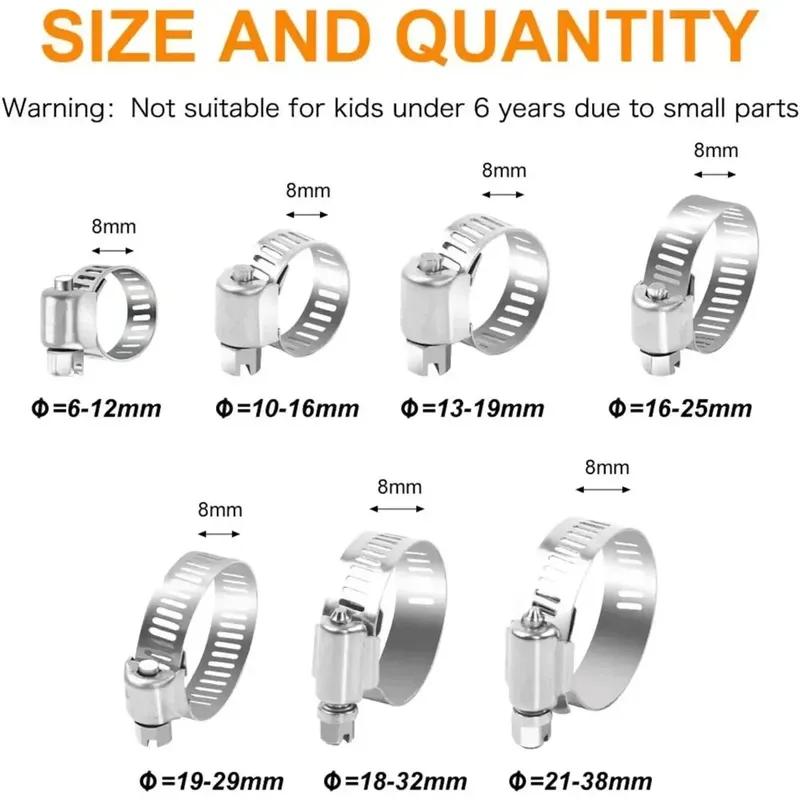 60/100pcs Hose Clips Pipe Clamps Stainless Steel Hoop Clamp Hose Clamp Stainless Steel Set Automotive Pipes Clip Fixed Tool