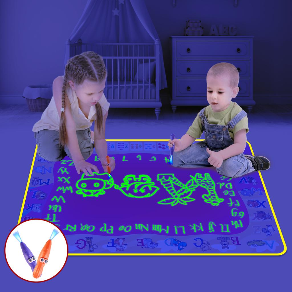 Luminous Water Drawing Mat Water Doodle Mat Colorful Graffiti With Pens Set Montessori Toys Educational Toys for Kids Gifts