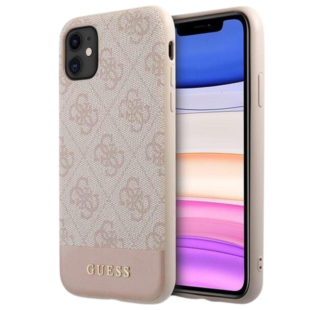 Guess Guhcn61G4Glpi iPhone 11 / Xr 6,1 Różowy/Pink Twarde Etui Kolekcja Pasków 4G