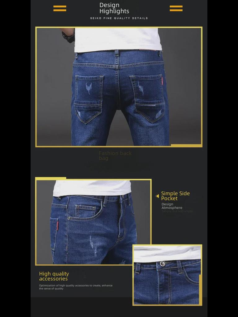 Herrenjeans mit geradem Bein für Frühling und Herbst: High-End Casual National Trend