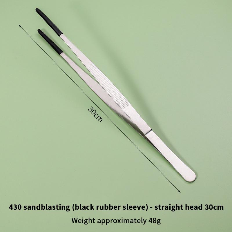 Pet Feeding Accessories: Straight and Curved Stainless Steel Tweezers with Rubber Tips for Aquarium Reptiles