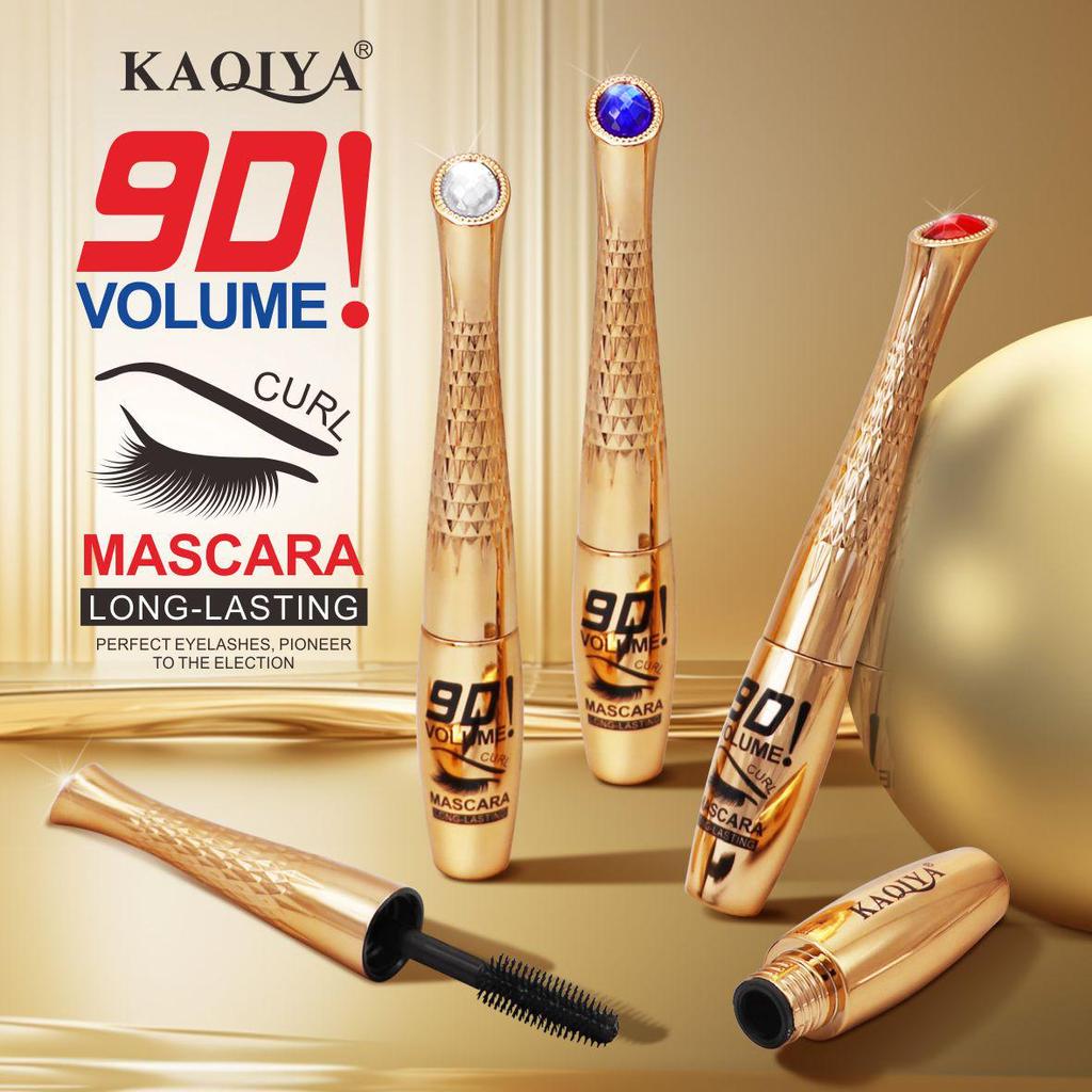 KAQIYA Smudge-Proof Long-Lasting Gem Mascara – Thickening, Lengthening, Curling with Fine Comb Eyelash Primer.