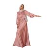 XY011 Rosa Ethnischer Stil Dubai Abaya - Elegantes Langes Abendkleid für Muslimische Frauen