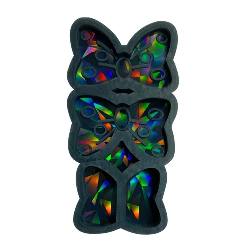 Holographic- Bowknot Straw Topper Silicone Mold Light and Shadow Bow Straw Decoration Mold for Drinks Straw Decor