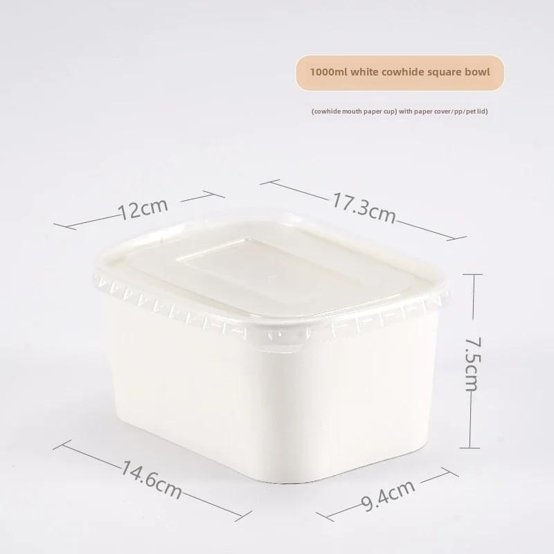 25pcs Food Grade Disposable Kraft Paper Lunch Box Rectangular Takeout Paper Bento Box Light Salad Lunch Box