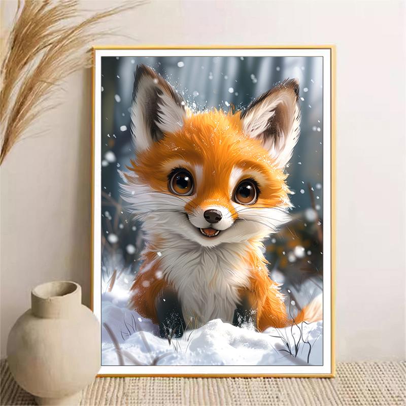 5d DIY Diamond Painting Cross Stitch Cute Animal Little Fox Diamond Embroidery Mosaic Full Round Drill Home Decor