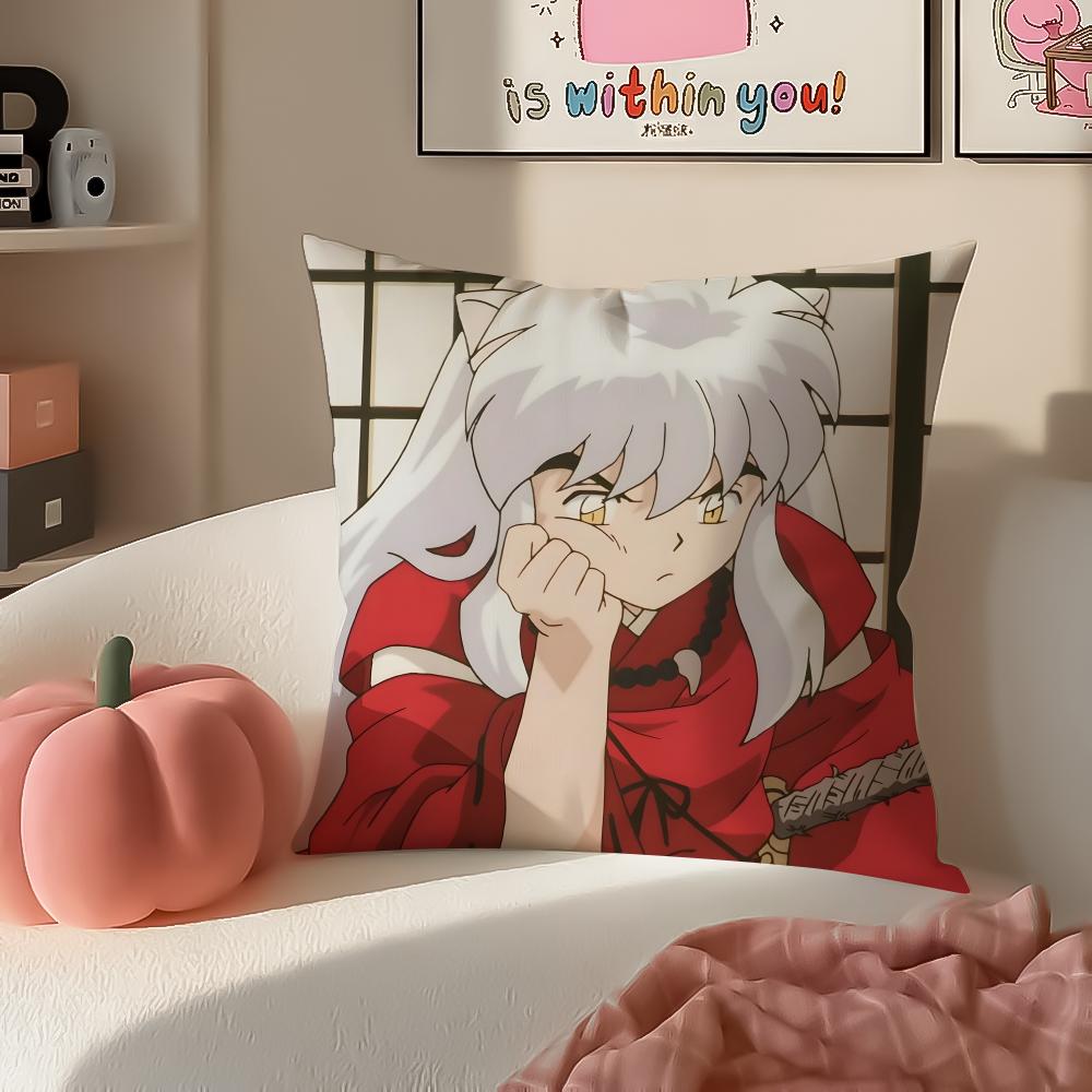 Japanese anime lInuyasha Cushion Cover Pillowcase Short Plush Invisible zipper Room Sofa Cushion Cover