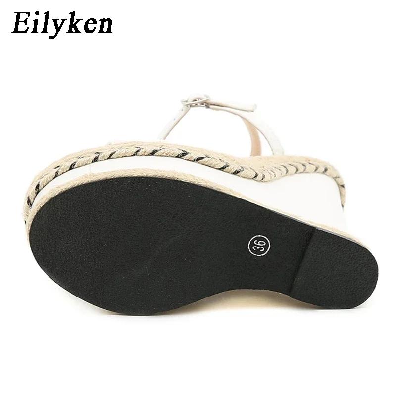 Fashion Eilyken New Fashion Open Toe Ankle Buckle Strap Platform Wedges White Women Sandals Summer Shoes Size 35-42