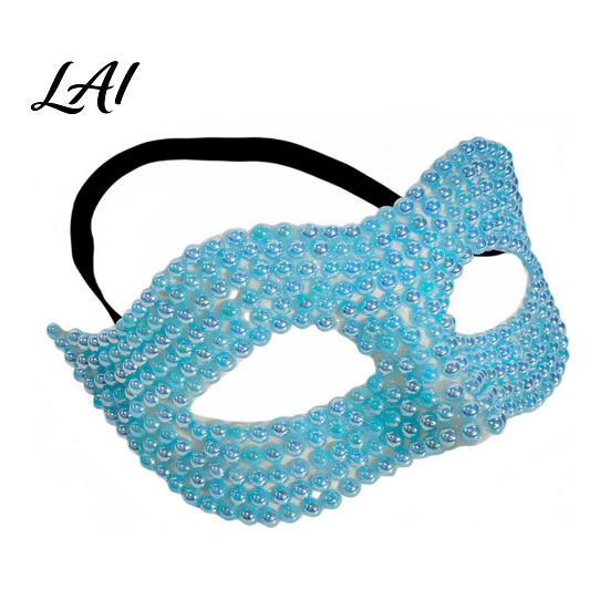 Adjustable Party Masks Halloween Half Face Masquerade Mask Pearl Decor Venetian Black Mask Elegant Costume Accessory for Stage Show Evening
