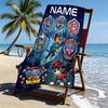 Custom Name Personalized PAW Patrol Print Beach Towel, for Trip Camping Beach Party Home Decor, Birthday Gift for Family & Friends